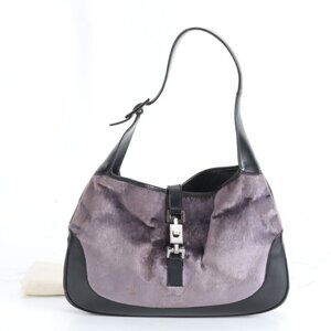 Gucci Jackie 001 Velour Leather Shoulder Bag Hand Black